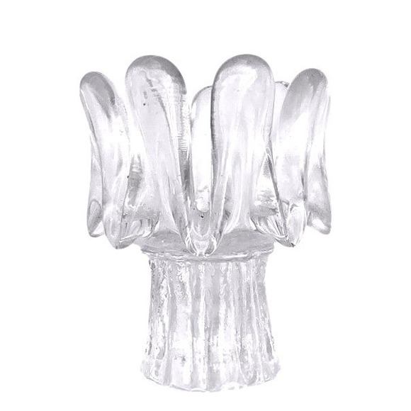 Unbranded Other - Vintage Clear Art Glass Vase Mid Century Modern Brutalist Crown Petal Design